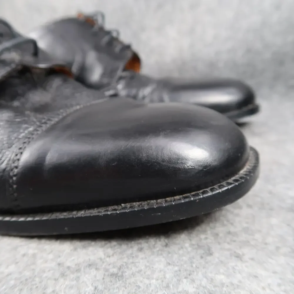 Pronto Uomo Dress Shoes Mens 8.5 Oxford Leather Derby Cap Toe Black Formal Italy